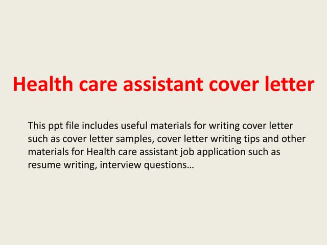 Allied Health Assistance Cover Letter