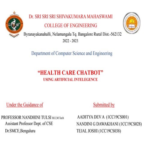 health care chatbot.pptx | Artificial Intelligence | Technology & Computing