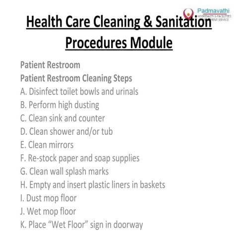 Health care cleaning  sanitation procedures module