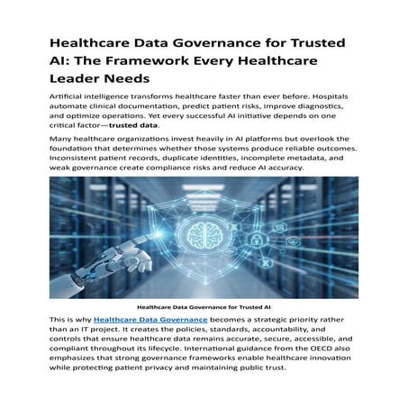 Healthcare Data Governance Framework for Trusted AI in Healthcare | PDF