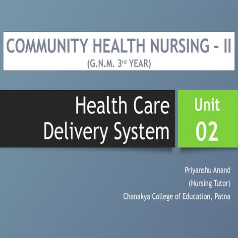 HEALTH CARE DELIVERY SYSTEM - UNIT 2 - GNM 3RD YEAR.pptx