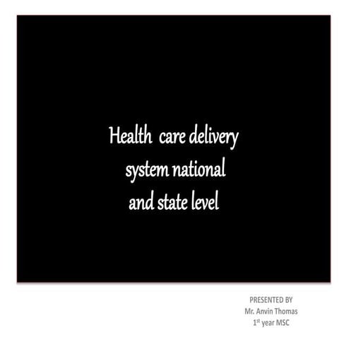 Health  care delivery system national and state level ppt