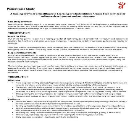 Arness Technologies white paper on Healthcare e learning