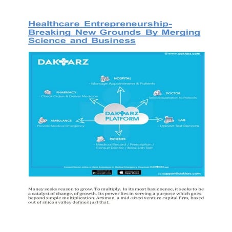 Healthcare Entrepreneurship- Breaking New Grounds By Merging Science and Business