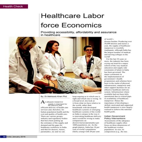 Healthcare Labor force Economics by Dr.Mahboob Khan Phd