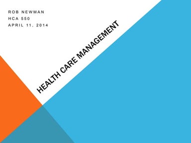 Health Care Management 