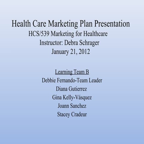 Health care marketing plan presentation