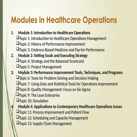 Healthcare Operations - Healthcare Operations | PPTX