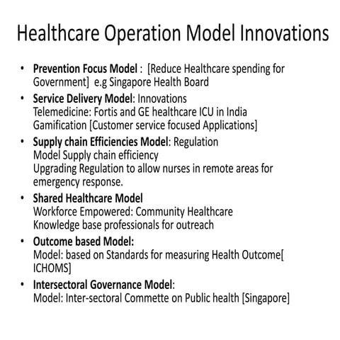 Healthcare regulator operational model for improvement