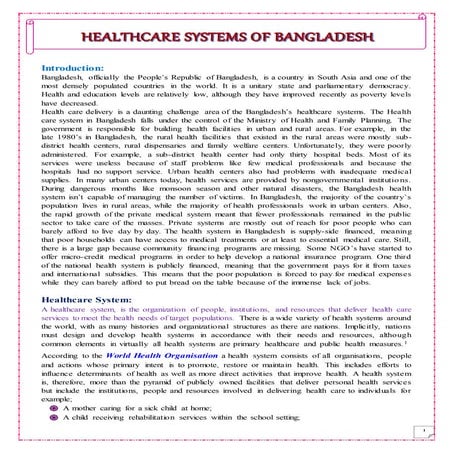 Healthcare System of Bangladesh