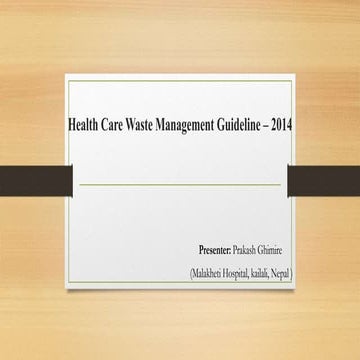 Health care waste management guideline 2014, Nepal