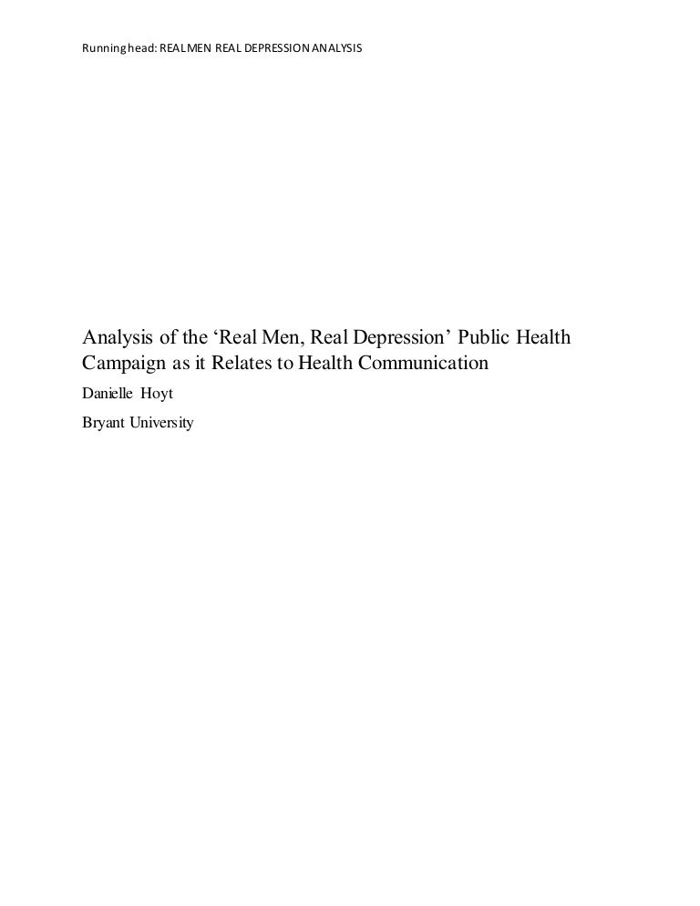 Analysis Of The Real Men Real Depression Public Health Campaign As