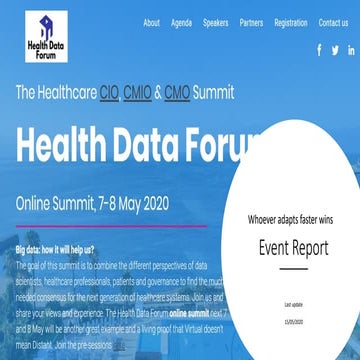 Health Data Forum  - Online Summit Report
