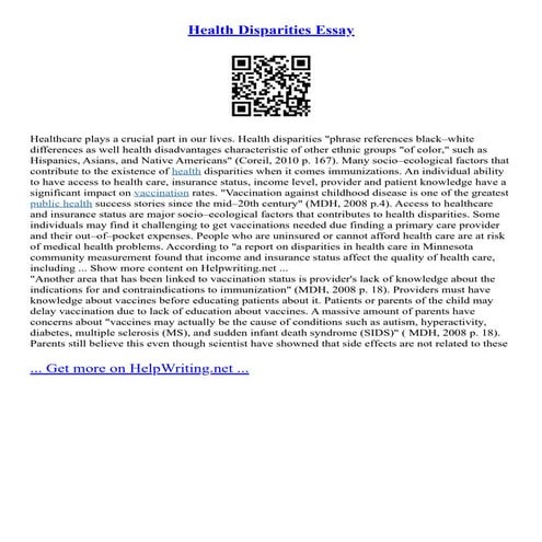 Health Disparities Essay | PDF
