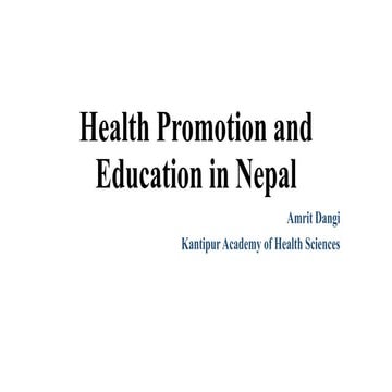 Health education and promotion in nepal