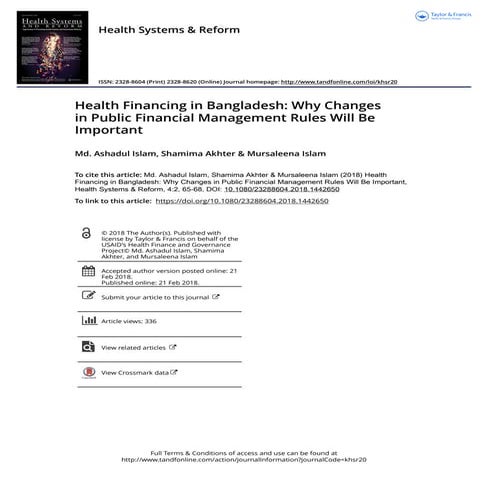 Health financing in bangladesh why changes in public financial ...