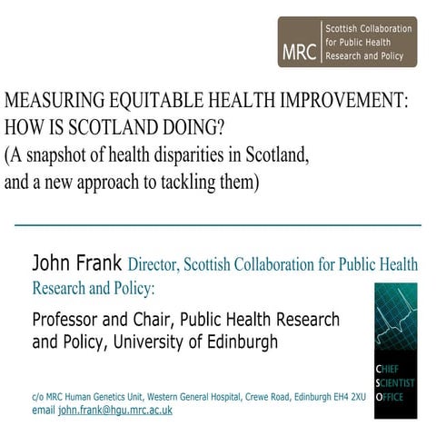 Health Inequalities in Scotland: looking beyond the blame game - Gerry ...