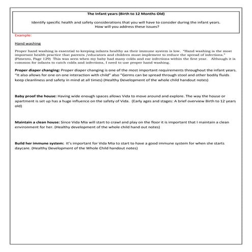 Health (infant and toddler years) 1