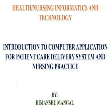 Comprehensive Overview of Health and Nursing Informatics with Computer ...