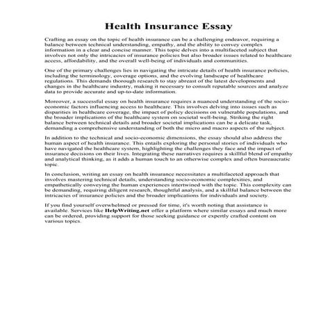 Health Insurance Essay