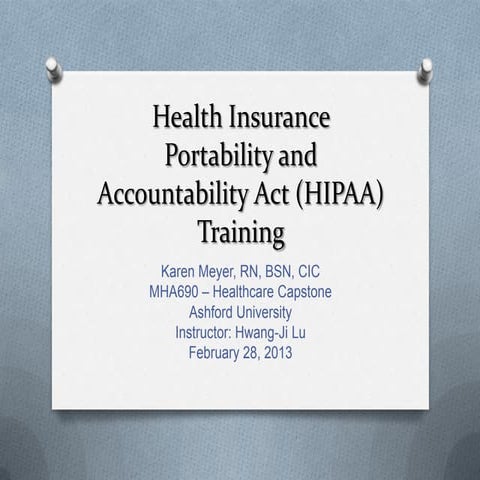 HIPAA Summary for Training | PPTX
