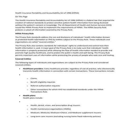 Health Insurance Portability and Accountability Act of 1996.docx