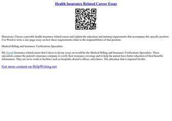 Health Insurance Related Career Essay
