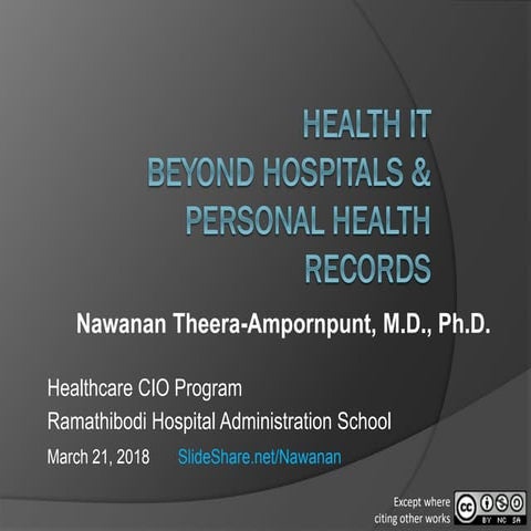 Health IT Beyond Hospitals (March 21, 2018)