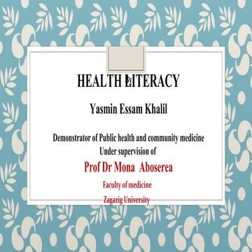 Health literacy presentation | PDF