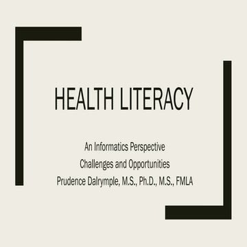 An informatics perspective on health literacy