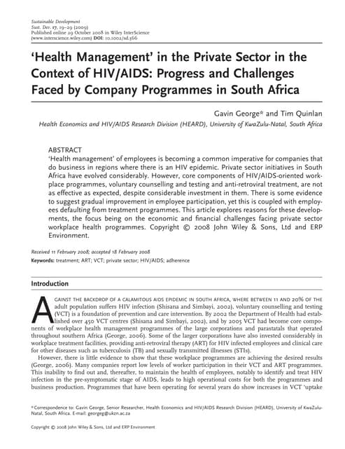 HIV-AIDS in a Workplace | PPT | Infectious Diseases | Diseases and ...