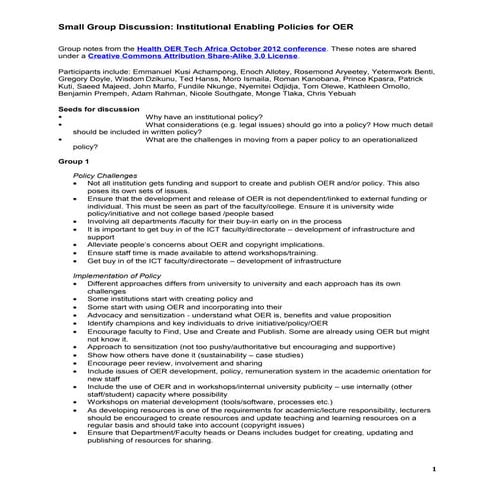 OER Institutional Policy Discussion