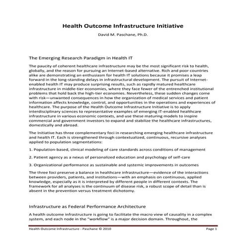 Health Outcome Infrastructure 1.2
