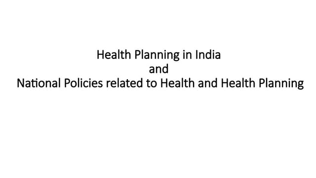 Health Planning with national health scenario