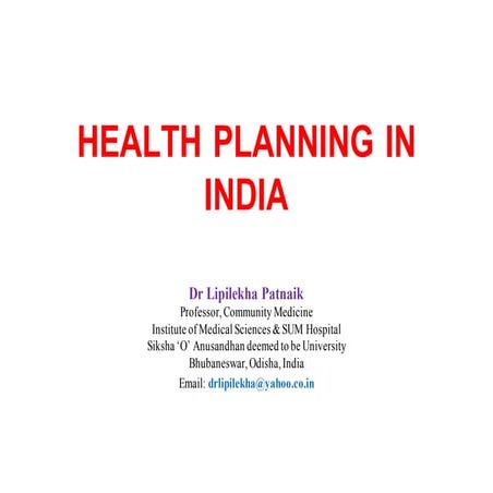 Health planning in india