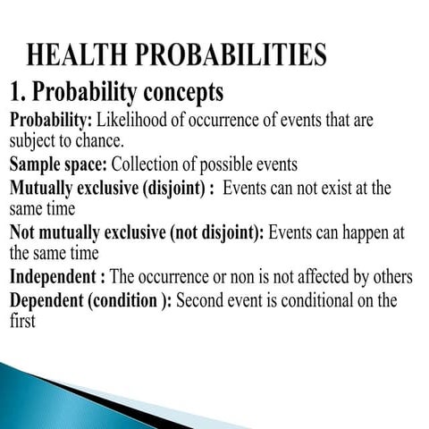 Health probabilities &amp; estimation of parameters 