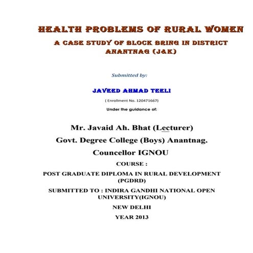 Health problems of rural women