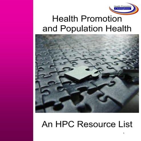 Health Promotion  and Population Health: an Health Promotion Clearinghouse Re...