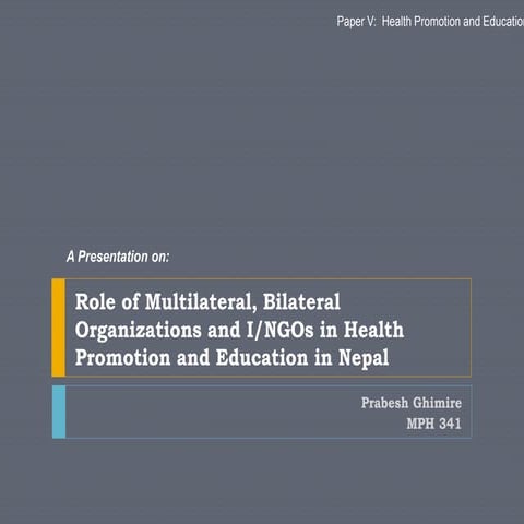 Role of I/NGOs in Health Promotion and Education