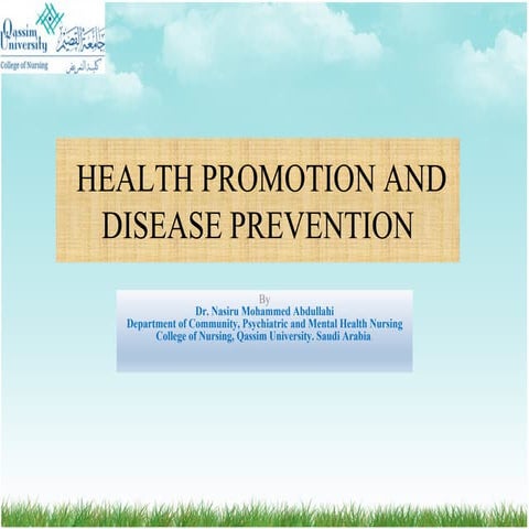 Comprehensive Strategies for Health Promotion and Disease Prevention | PDF