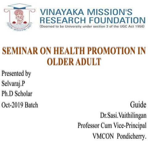 HEALTH PROMOTION IN OLDER ADULT | PPTX