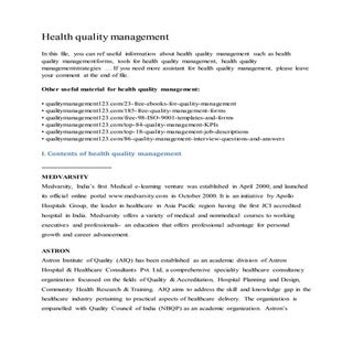 Health quality management