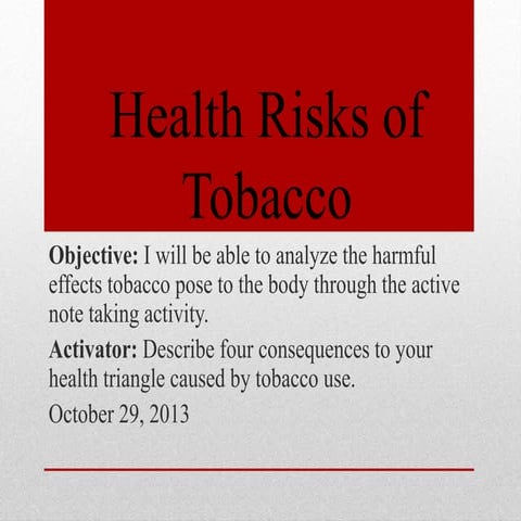Health risks of tobacco  lesson 1 textbook