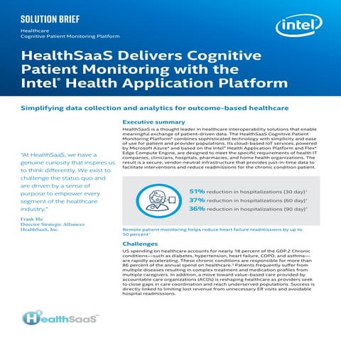HealthSaaS Delivers Cognitive Patient Monitoring with the Intel Health Application Platform