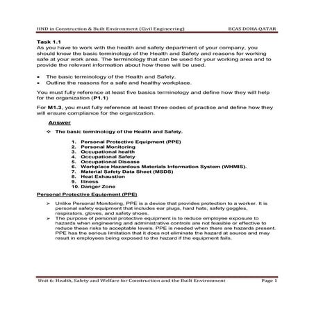 Health, Safety and Welfare for CBE