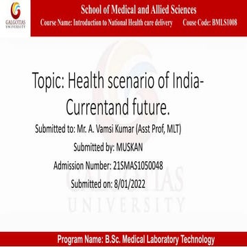 Health scenario of india currentand future 