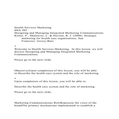 Health Services MarketingHSA 305Designing And Managing.docx