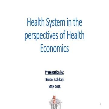 Health system in the perspectives of health economics
