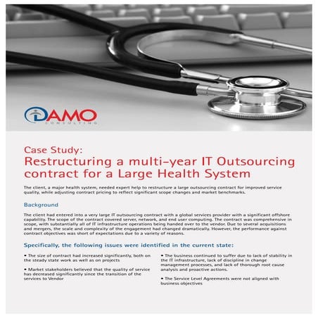 Health system ITO contract restructuring :  A case study