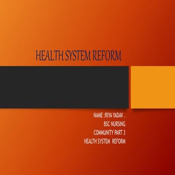 Health system reform